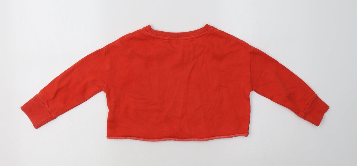 Back view of Next girls’ red polyester pullover sweatshirt, size 4, years - star