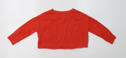 Back view of Next girls’ red polyester pullover sweatshirt, size 4, years - star