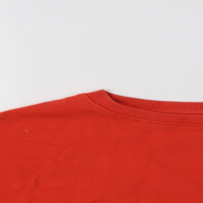 Close-up detail of Next girls’ red polyester pullover sweatshirt, size 4, years - star