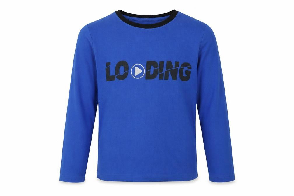Front view of Matalan boys’ blue polyester pullover sweatshirt, size 13, years