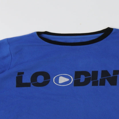 Close-up detail of Matalan boys’ blue polyester pullover sweatshirt, size 13, years