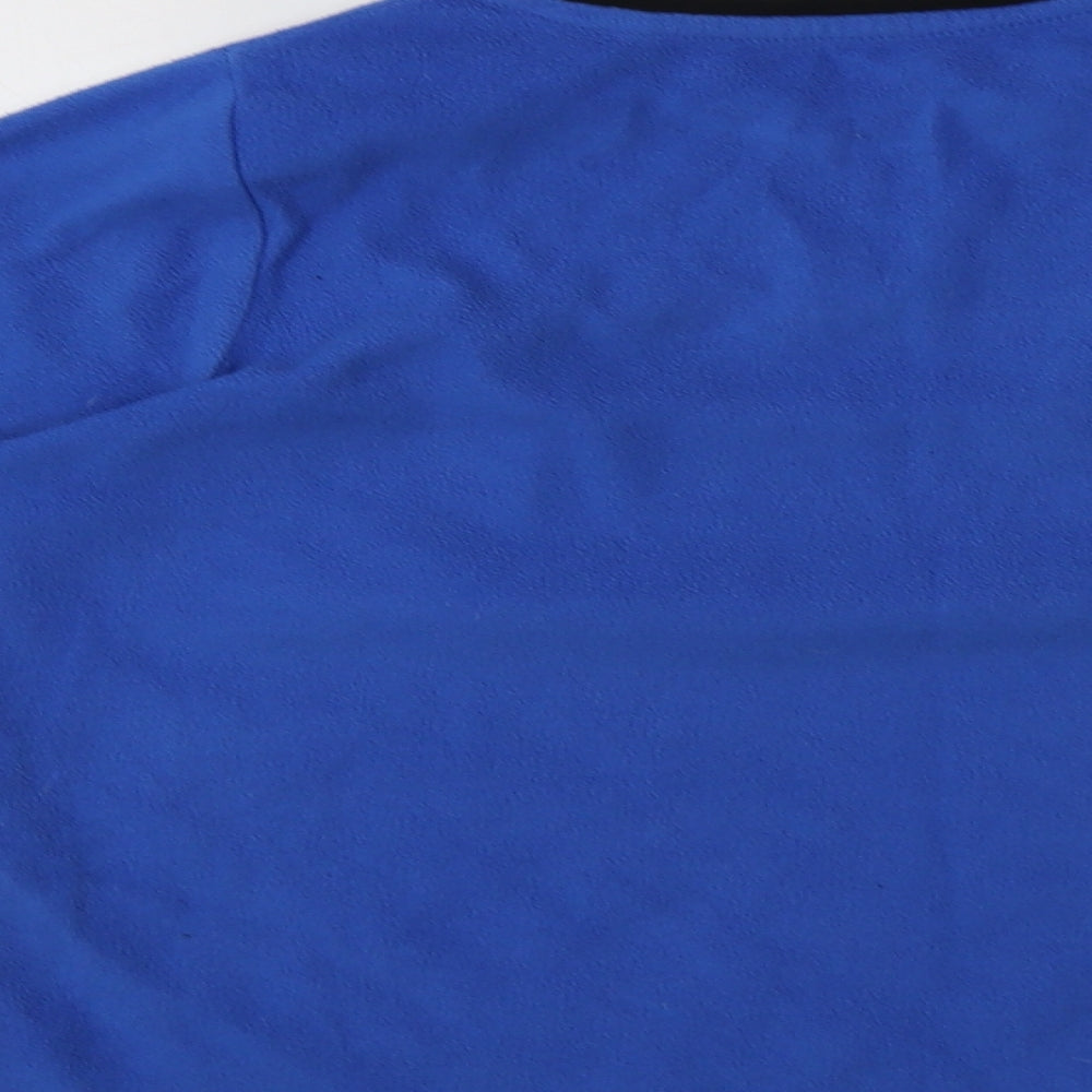 Brand and care label for Matalan boys’ blue polyester pullover sweatshirt, size 13, years