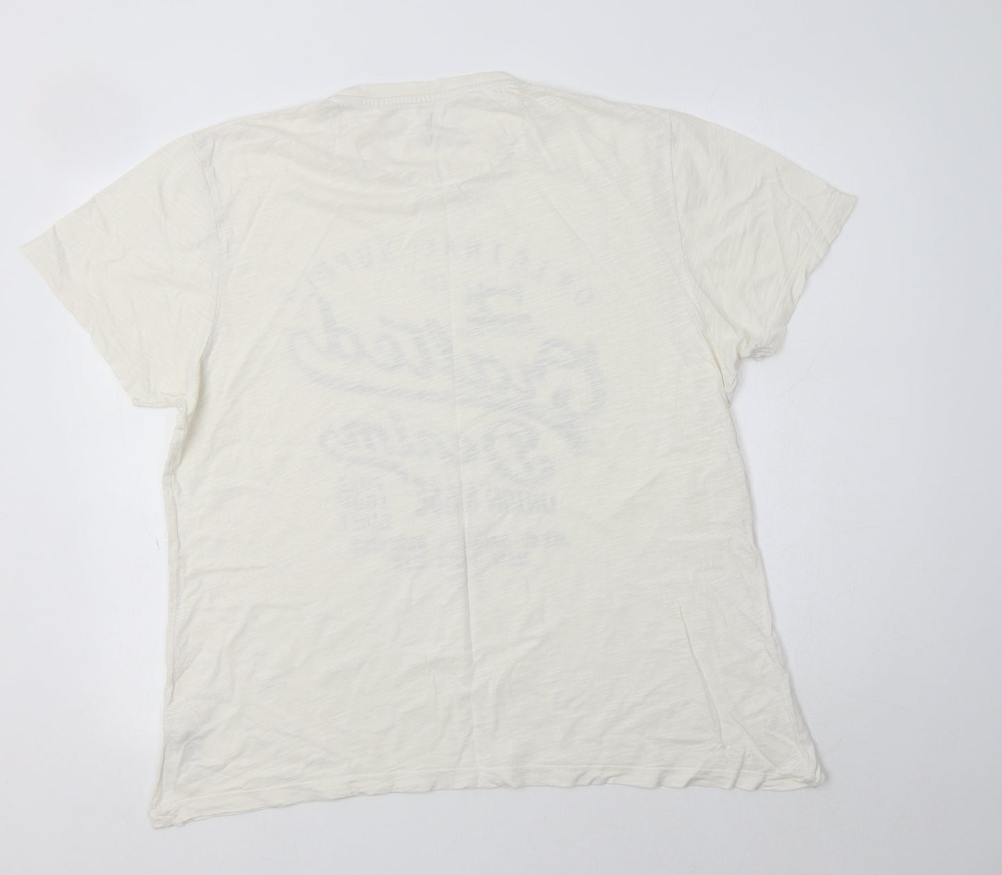 George Mens Ivory  Cotton  T-Shirt Size L Crew Neck