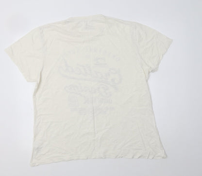 George Mens Ivory  Cotton  T-Shirt Size L Crew Neck