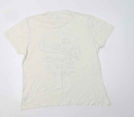George Mens Ivory  Cotton  T-Shirt Size L Crew Neck