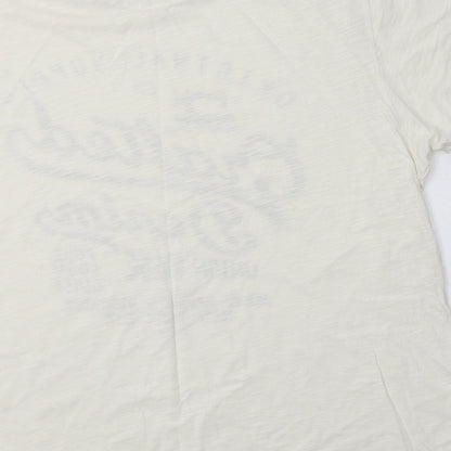 George Mens Ivory  Cotton  T-Shirt Size L Crew Neck