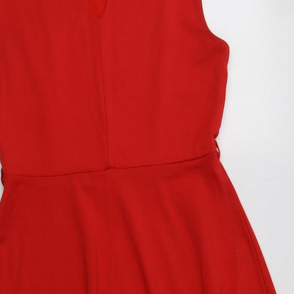 South Womens Red  Viscose Fit & Flare  Size 12  Round Neck