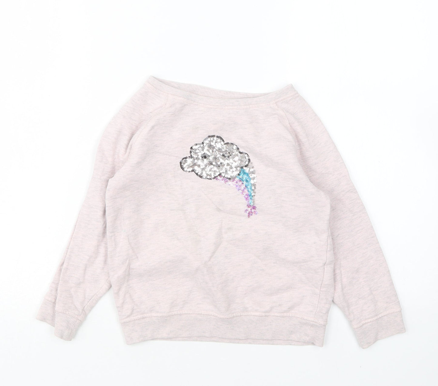 NEXT Girls Pink Round Neck  Cotton Pullover Jumper Size 4 Years