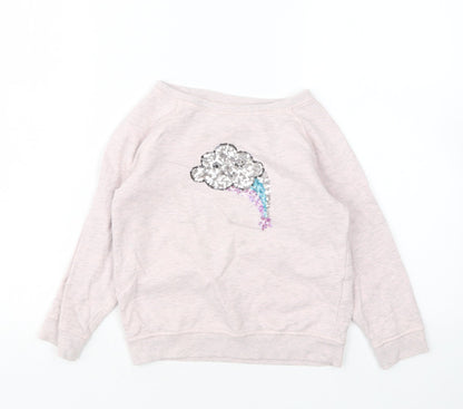 NEXT Girls Pink Round Neck  Cotton Pullover Jumper Size 4 Years