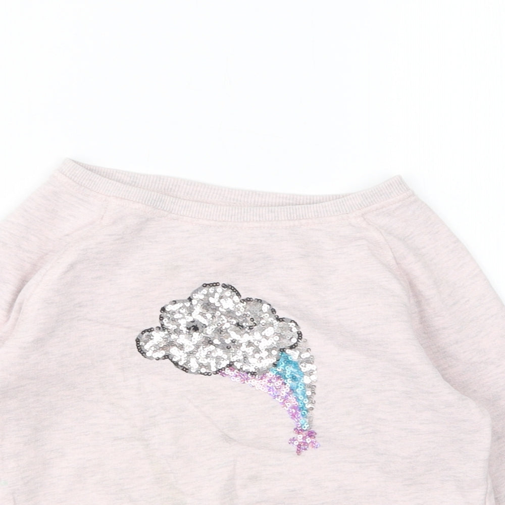 NEXT Girls Pink Round Neck  Cotton Pullover Jumper Size 4 Years