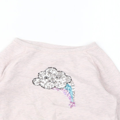 NEXT Girls Pink Round Neck  Cotton Pullover Jumper Size 4 Years