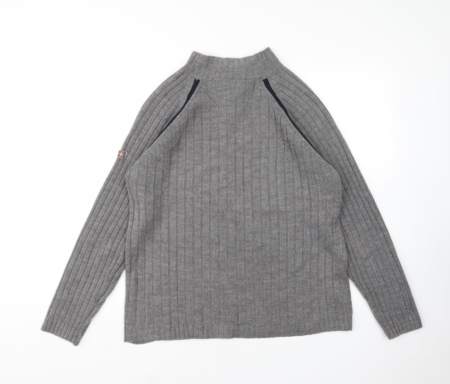 Cedar Wood State Mens Grey Mock Neck  Acrylic Pullover Jumper Size S