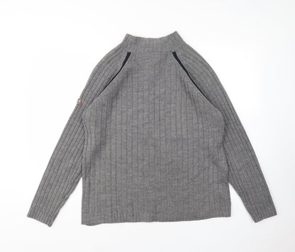 Cedar Wood State Mens Grey Mock Neck  Acrylic Pullover Jumper Size S