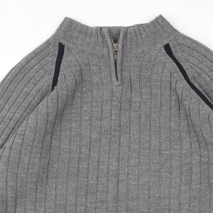 Cedar Wood State Mens Grey Mock Neck  Acrylic Pullover Jumper Size S