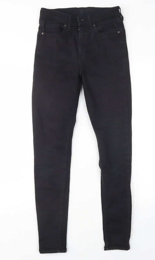 Topshop Womens Black  Cotton Skinny Jeans Size 26 in L29 in Regular