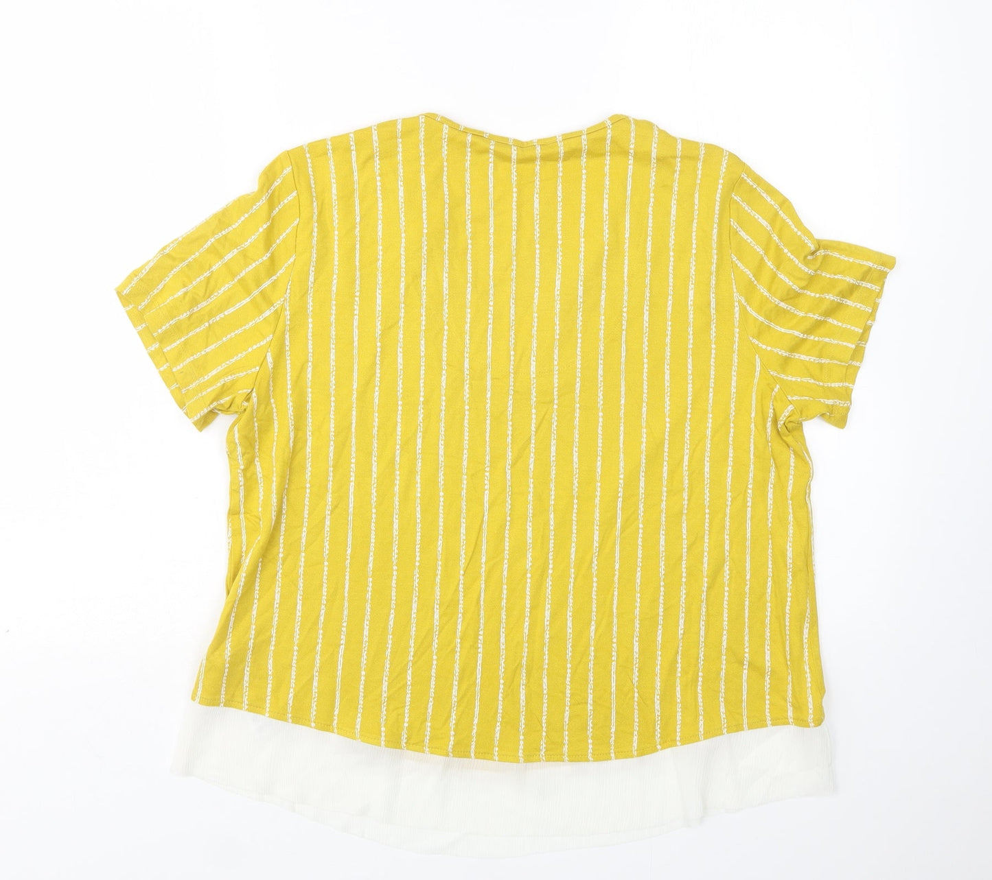 M&S Womens Multicoloured Striped Viscose Basic Blouse Size 14 V-Neck