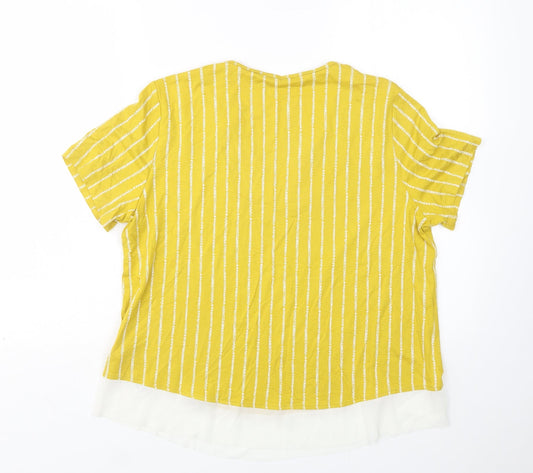 M&S Womens Multicoloured Striped Viscose Basic Blouse Size 14 V-Neck