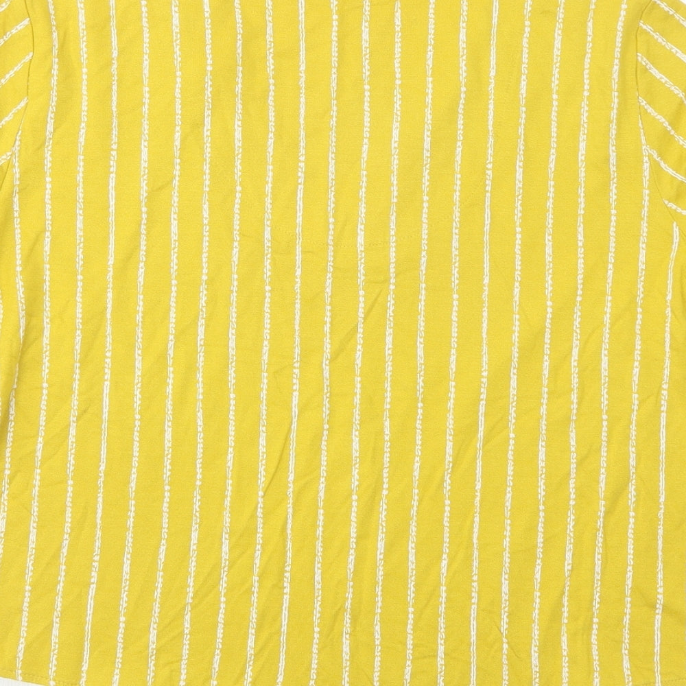 M&S Womens Multicoloured Striped Viscose Basic Blouse Size 14 V-Neck
