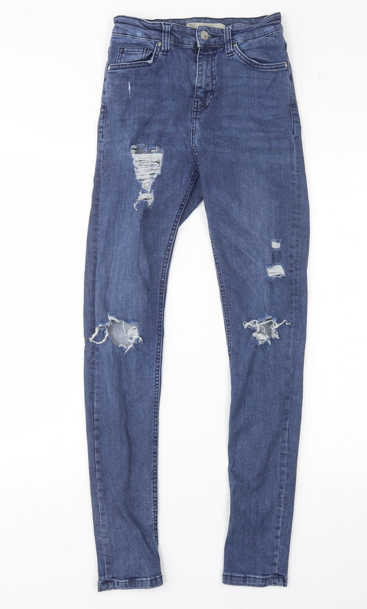 Topshop Womens Blue  Cotton Skinny Jeans Size 26 in L29 in Regular