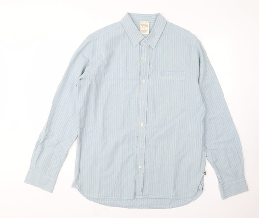 Timerland Mens Multicoloured Striped Cotton  Button-Up Size L Collared