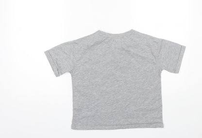 Back view of Primark girls’ grey polyester basic t-shirt, size 9-10, years round neck