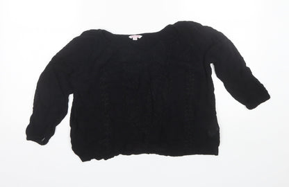 Miss E-Vie Girls Black  Viscose Basic Blouse Size 11 Years V-Neck