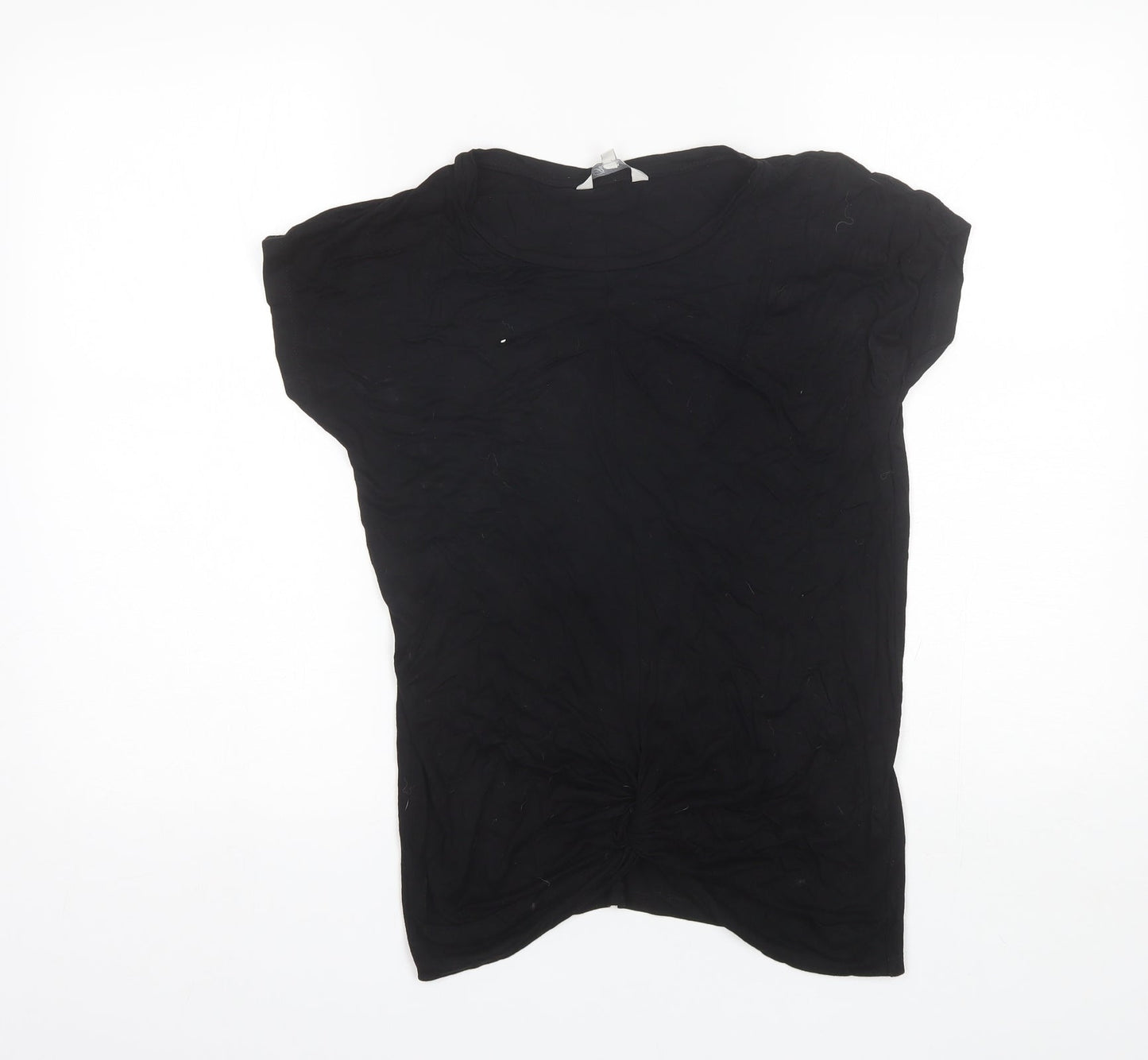 Womens UK Size 8 Peacocks Black Basic T-Shirt