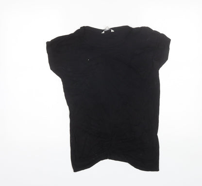 Womens UK Size 8 Peacocks Black Basic T-Shirt