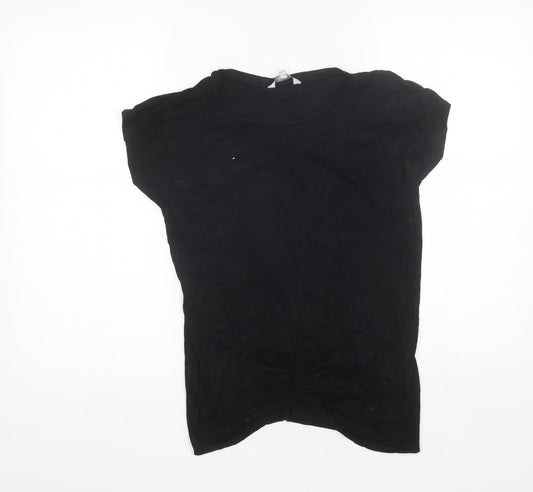 Womens UK Size 8 Peacocks Black Basic T-Shirt