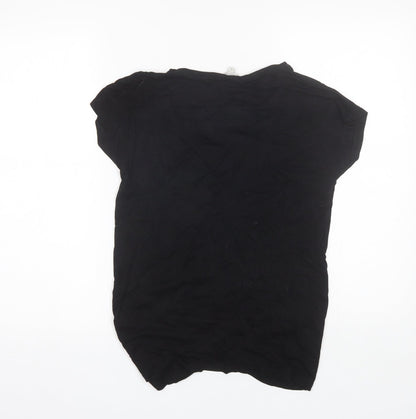 Womens UK Size 8 Peacocks Black Basic T-Shirt