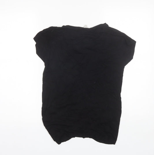 Womens UK Size 8 Peacocks Black Basic T-Shirt