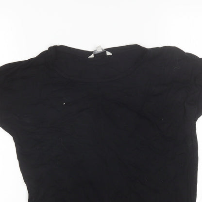 Womens UK Size 8 Peacocks Black Basic T-Shirt