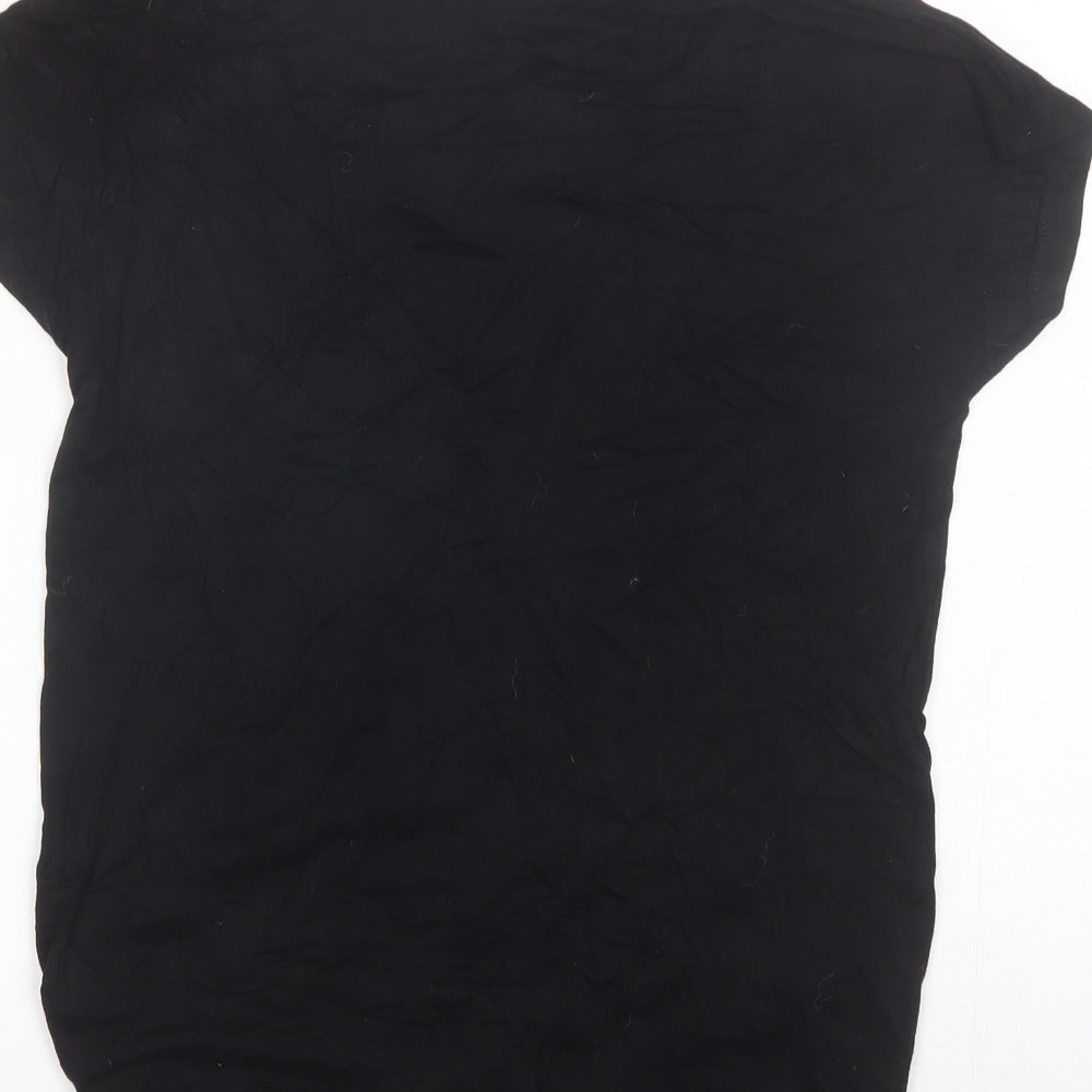 Womens UK Size 8 Peacocks Black Basic T-Shirt