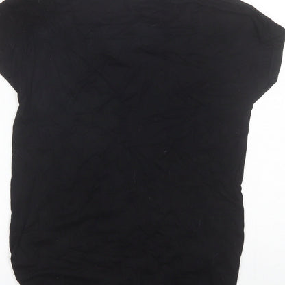 Womens UK Size 8 Peacocks Black Basic T-Shirt