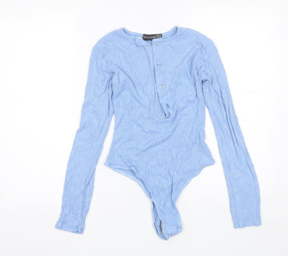 PRETTYLITTLETHING Womens Blue  Viscose Bodysuit One-Piece Size 10