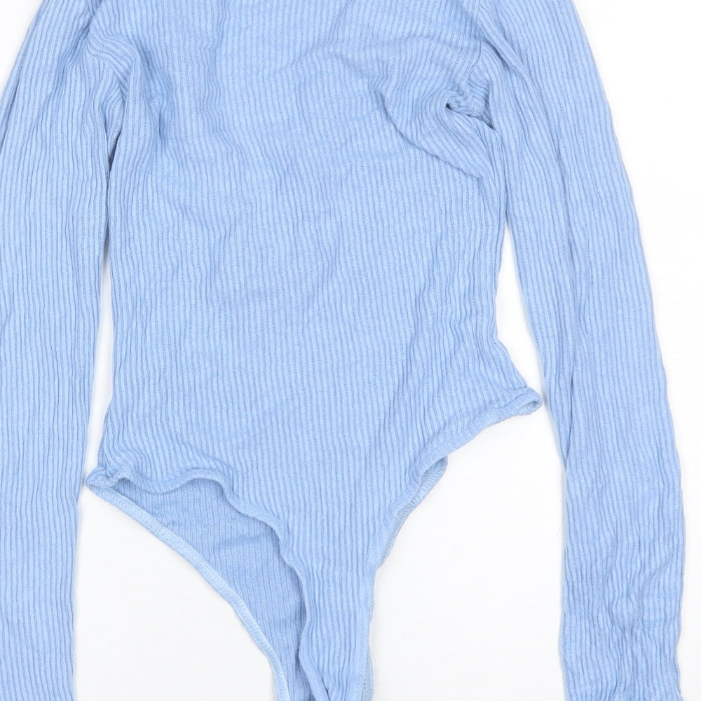 PRETTYLITTLETHING Womens Blue  Viscose Bodysuit One-Piece Size 10