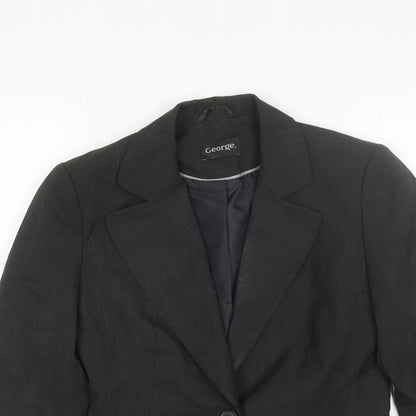 George Womens Black  Polyester Jacket Blazer Size 8