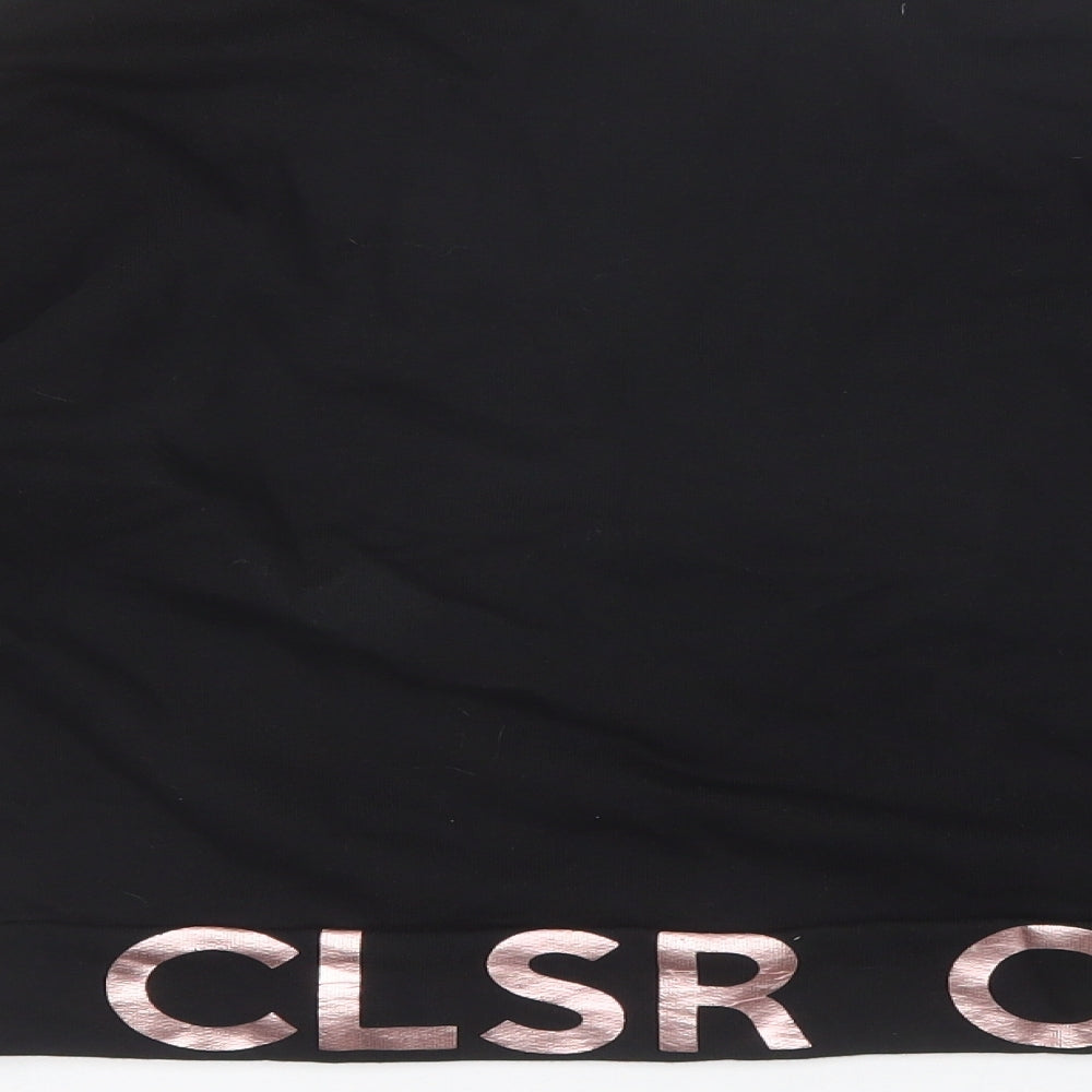 Brand and care label for Closure women’s black round neck cotton jumper, size UK 10