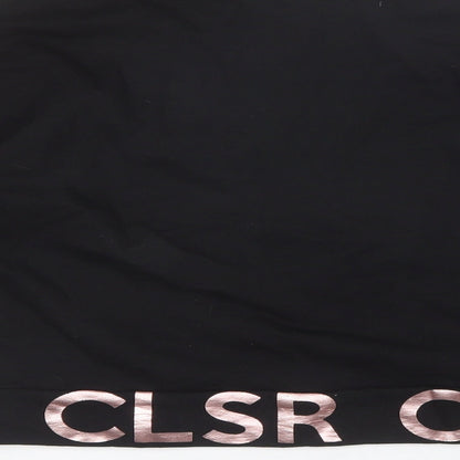 Brand and care label for Closure women’s black round neck cotton jumper, size UK 10