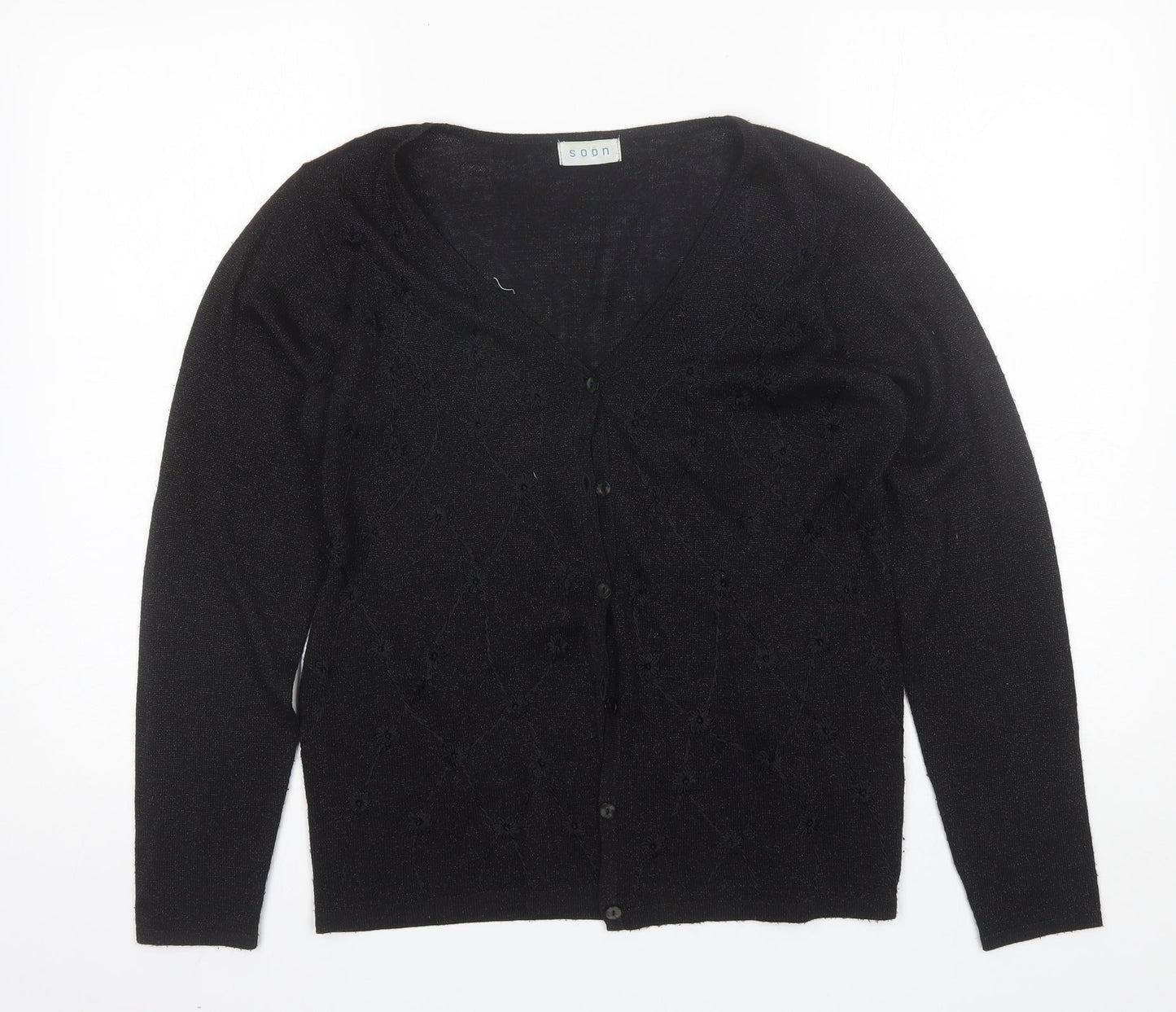 Womens UK Size S Soon Black Cardigan Jumper
