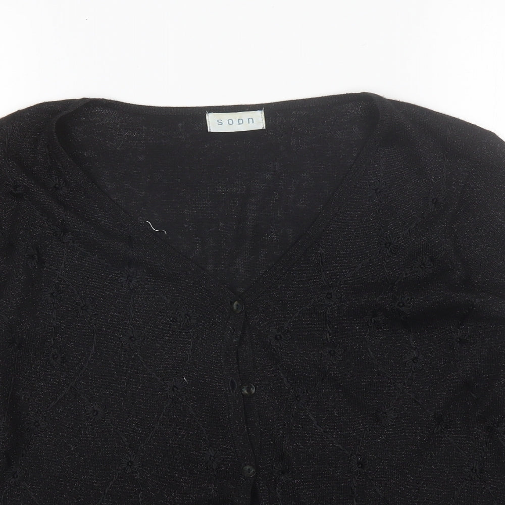 Womens UK Size S Soon Black Cardigan Jumper