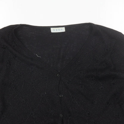 Womens UK Size S Soon Black Cardigan Jumper