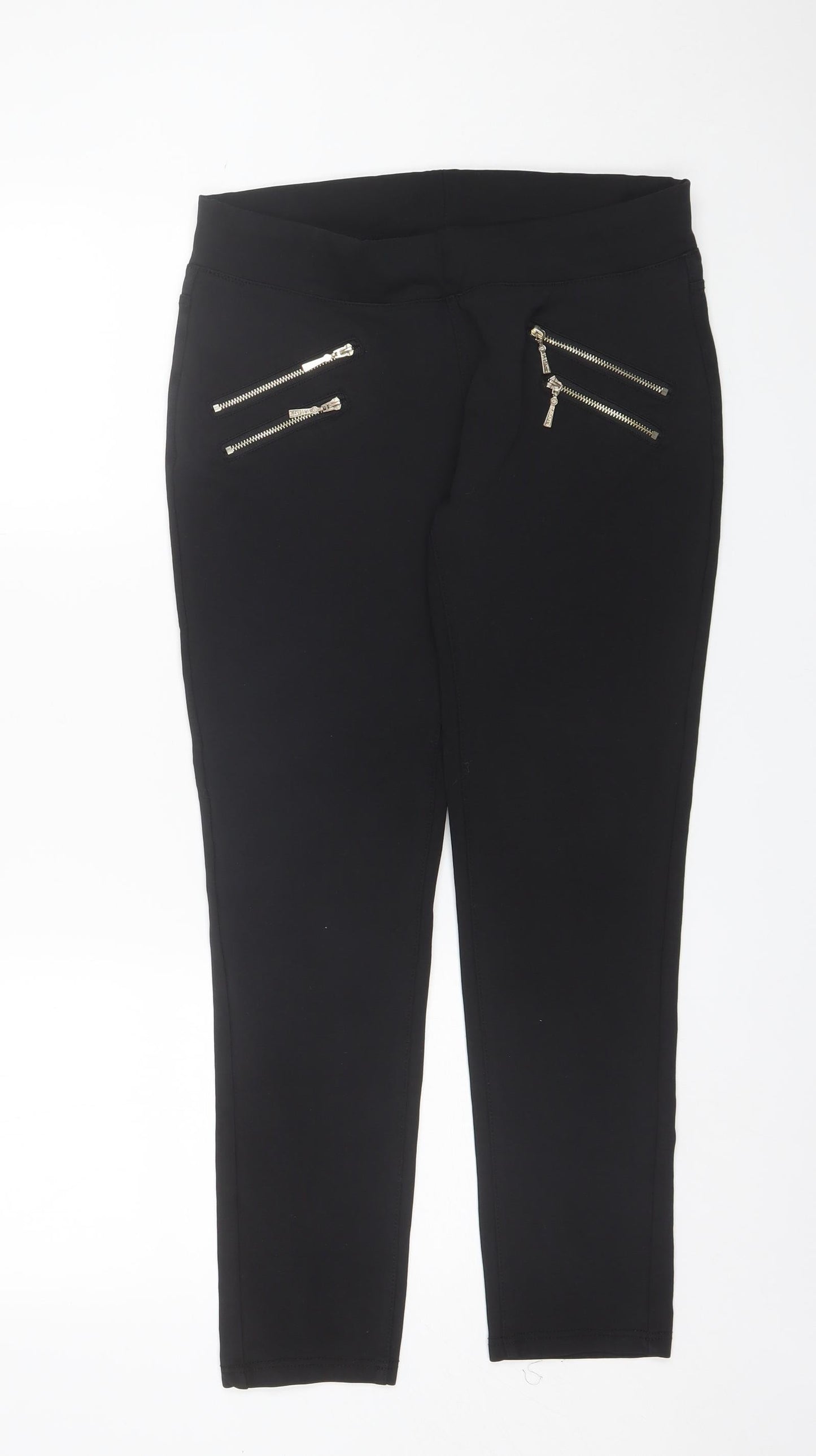 Elegant's Womens Black  Polyester Trousers  Size 14 L27 in Regular