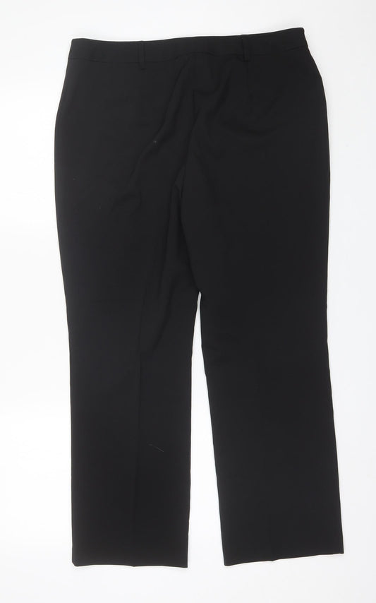 Womens UK Size 14 Papaya Regular Fit Dress Pants Black Trousers