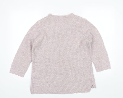 F&F Womens Purple V-Neck  Acrylic Pullover Jumper Size 12