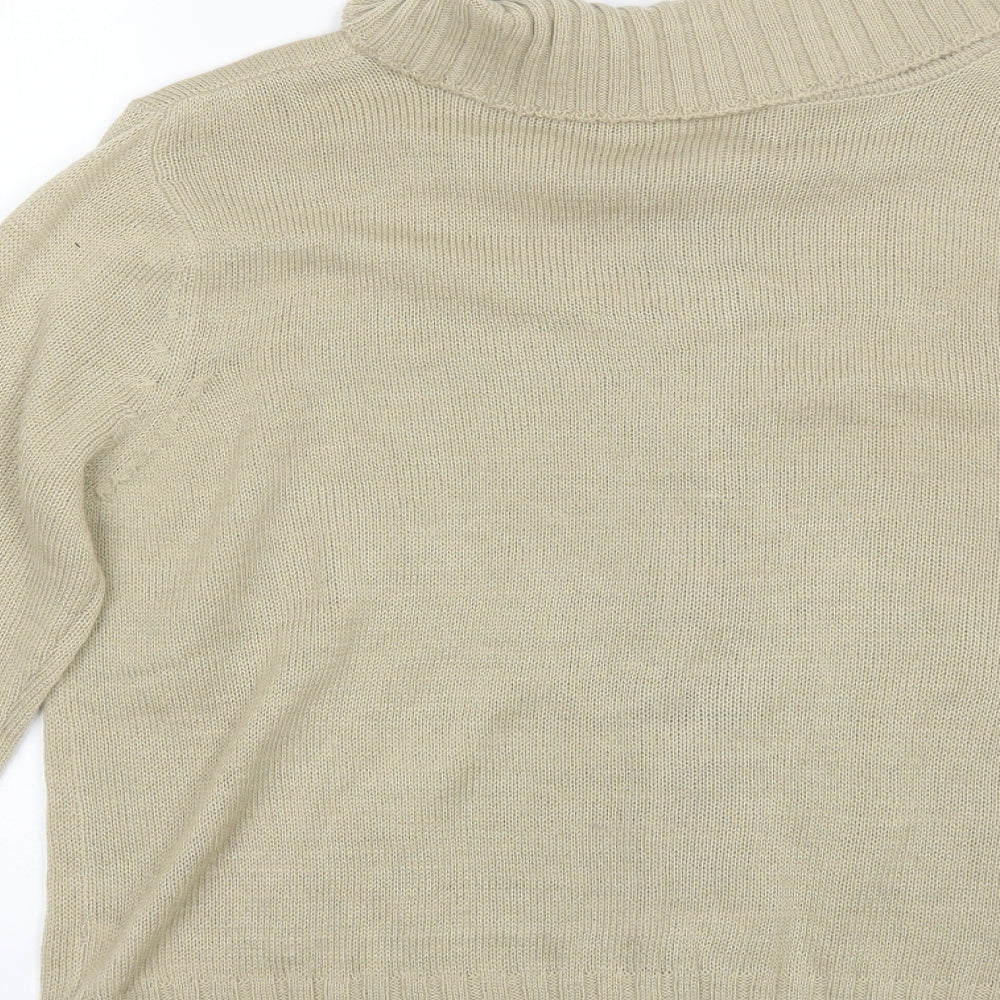 Nathalie Andersen Womens Beige Collared  Acrylic Full Zip Jumper Size L