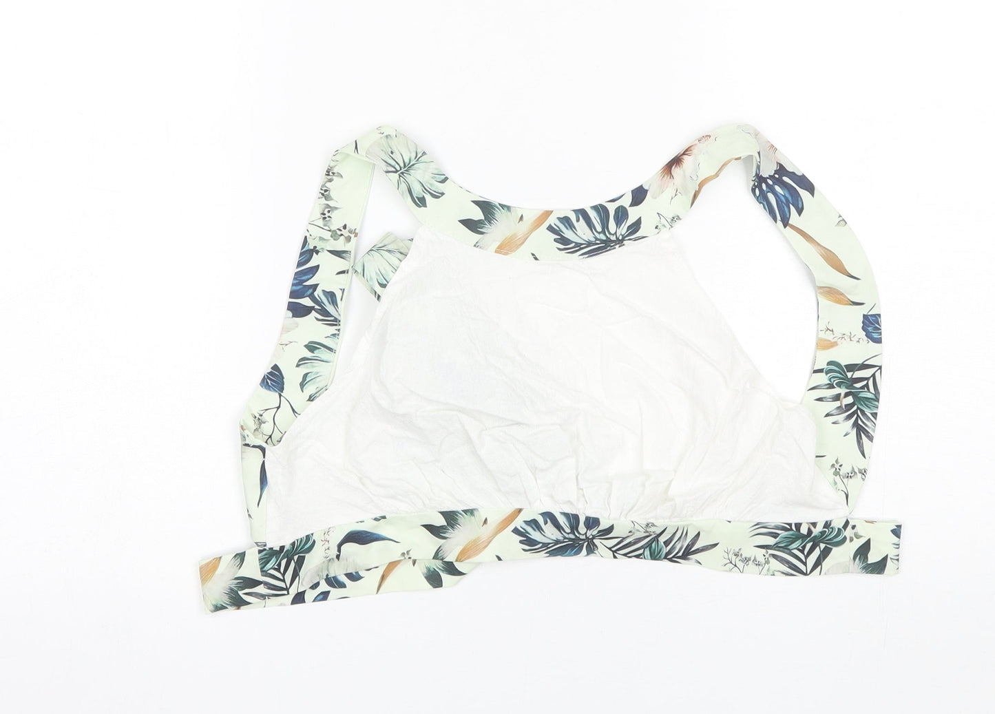 SheIn Womens White Floral Polyester Cropped Tank Size M Round Neck