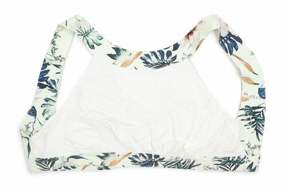 Front view of SHEIN women’s white floral polyester cropped tank, size M, round neck