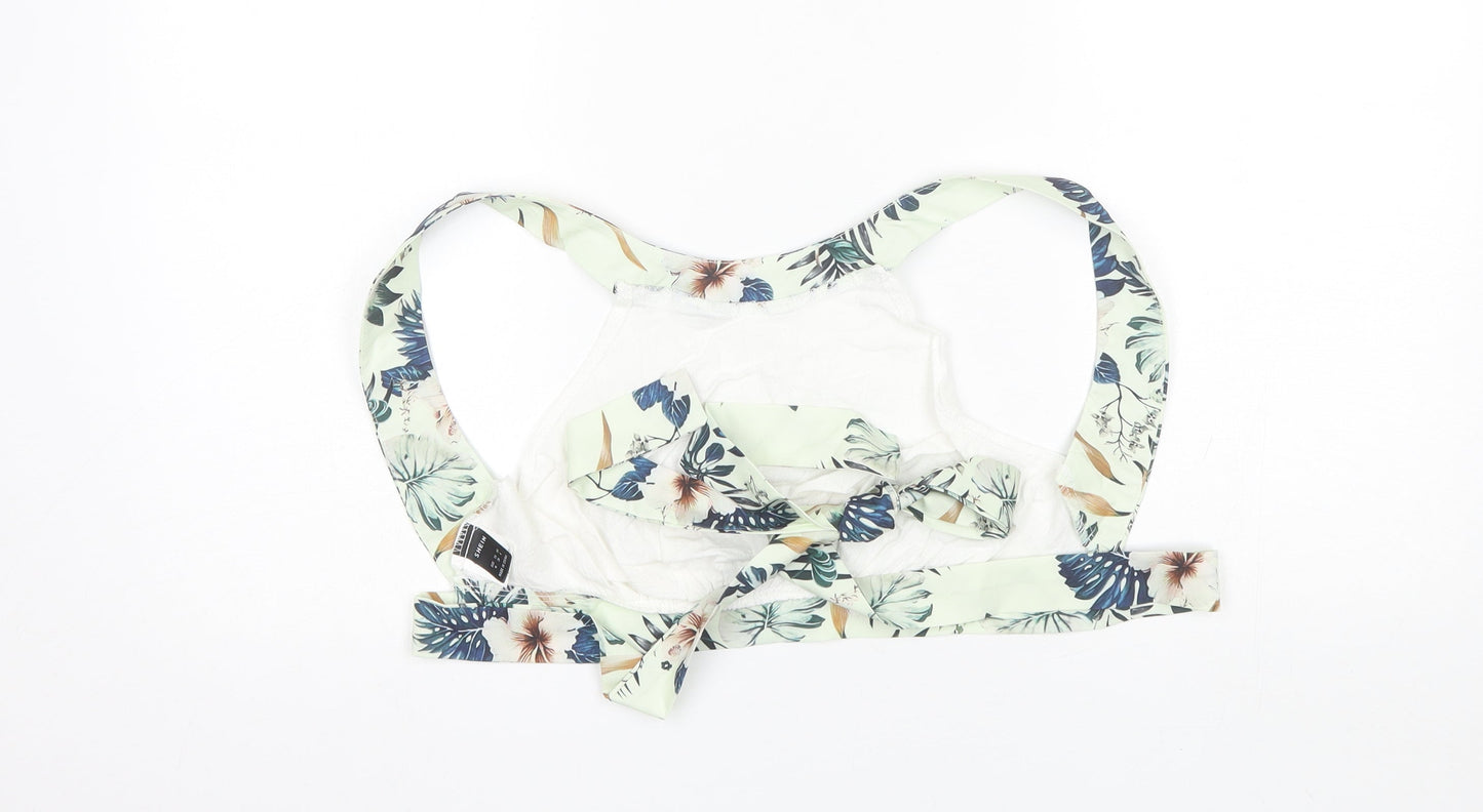 SheIn Womens White Floral Polyester Cropped Tank Size M Round Neck