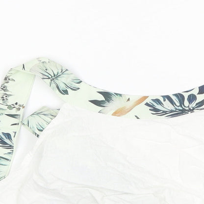 SheIn Womens White Floral Polyester Cropped Tank Size M Round Neck